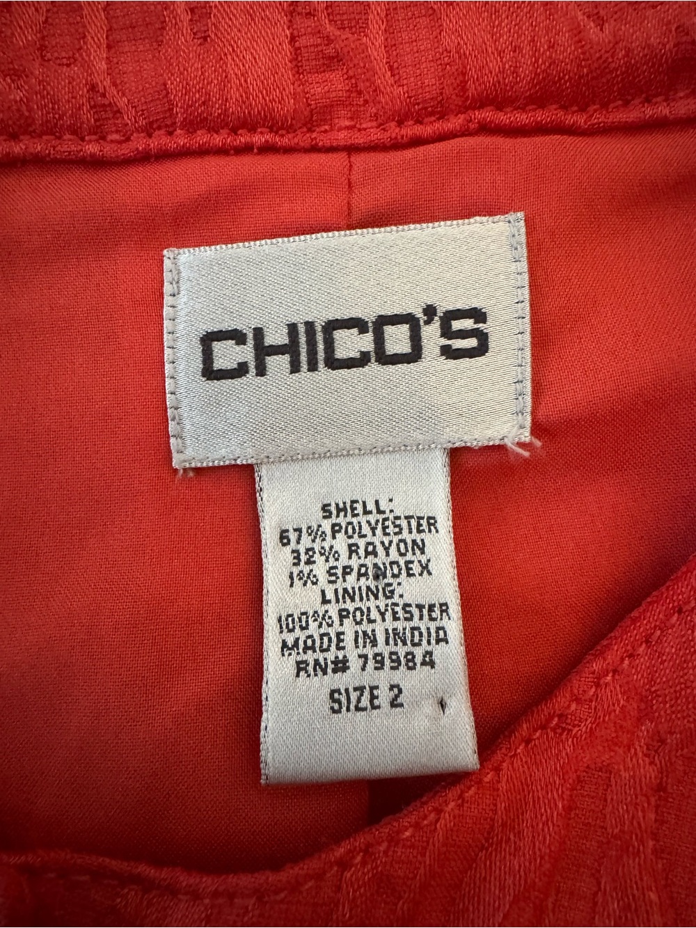 Chico's Vibrant Red/Coral Textured Button Jacket - Picture 2 of 6